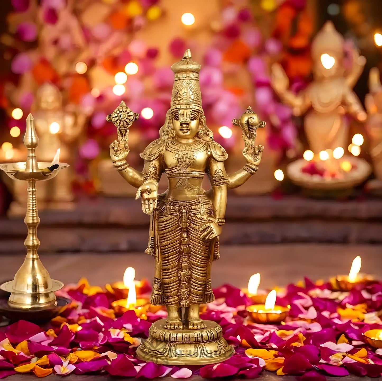 Brassaura™ Handcrafted Lord Venkateshwara Swamy Brass Idol – 18 Inches, 7 Kgs
