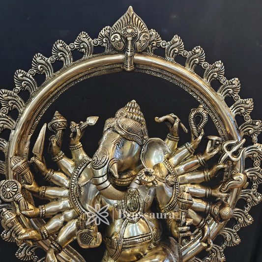 Brassaura™ Brass Natraj Ganesha Statue for Home and Decor | Weight 21 Kgs | Height 25 Inches