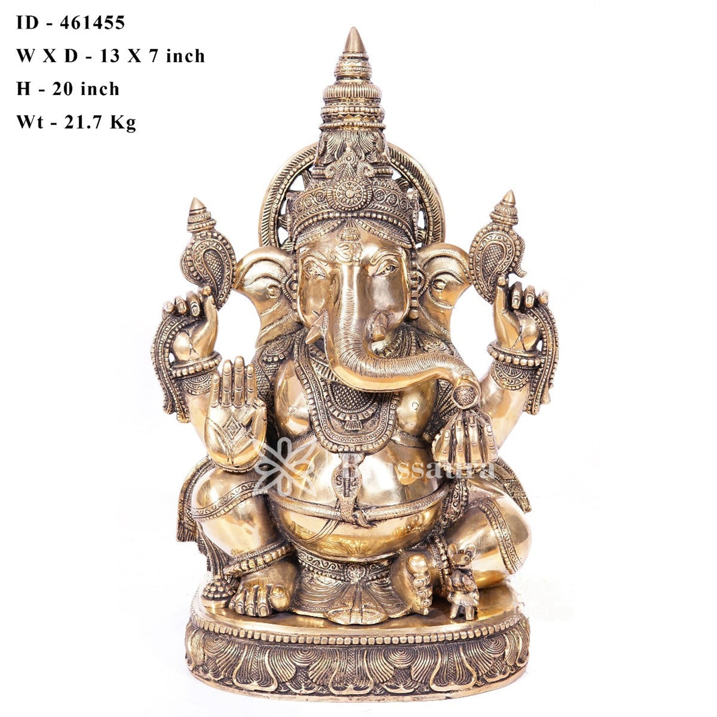 Brassaura™ Brass Ganesha Idol for Home and Decor | Weight 23 Kgs | Height 20 Inches