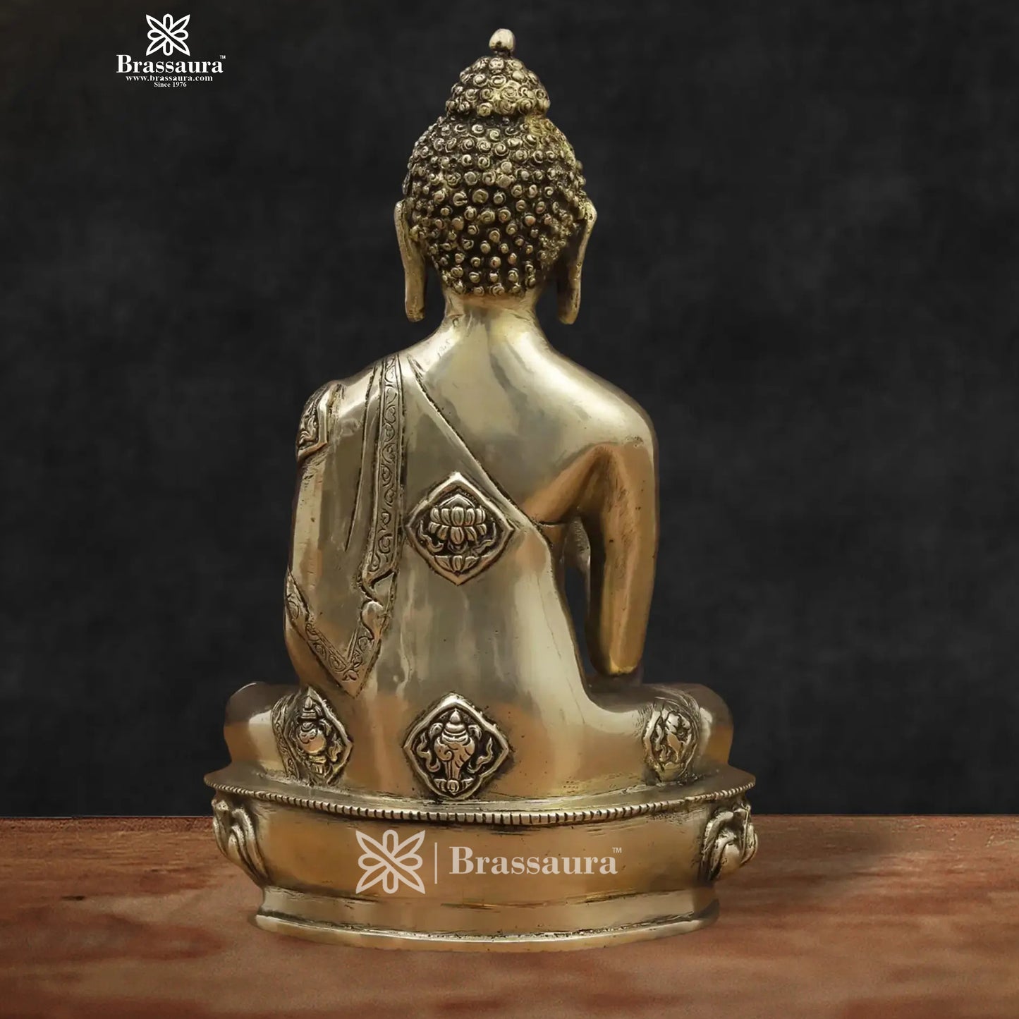 Brass Big Buddha statue for home and decor and gift Item weight 3.9 kg Height 12 inch
