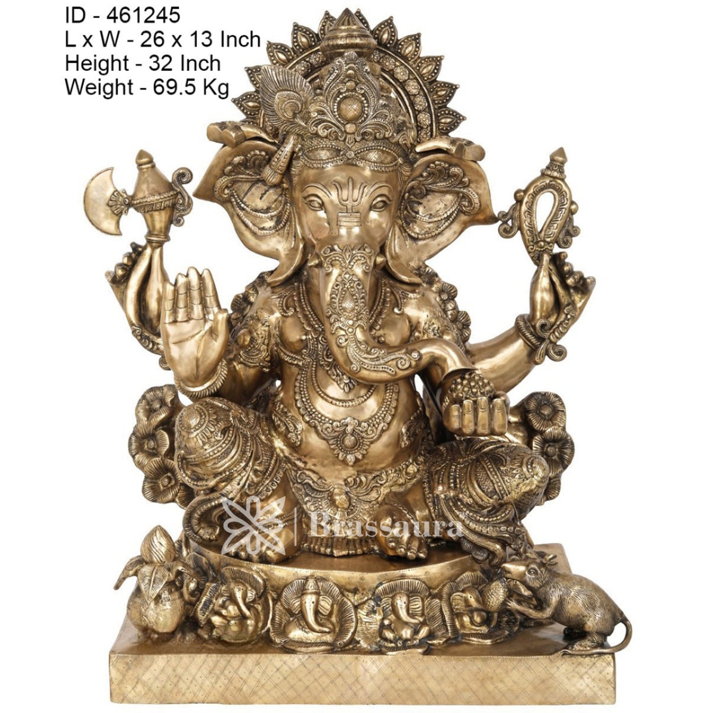 Brass Ganesha Statue For Home Decor And Gift Item Weight 70 Kg And Height 32 Inches