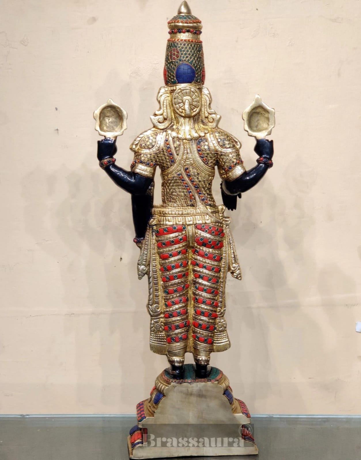 Brassaura™ Pure Brass Tirupati Balaji Idol – 33.5 Inches, 22 Kgs