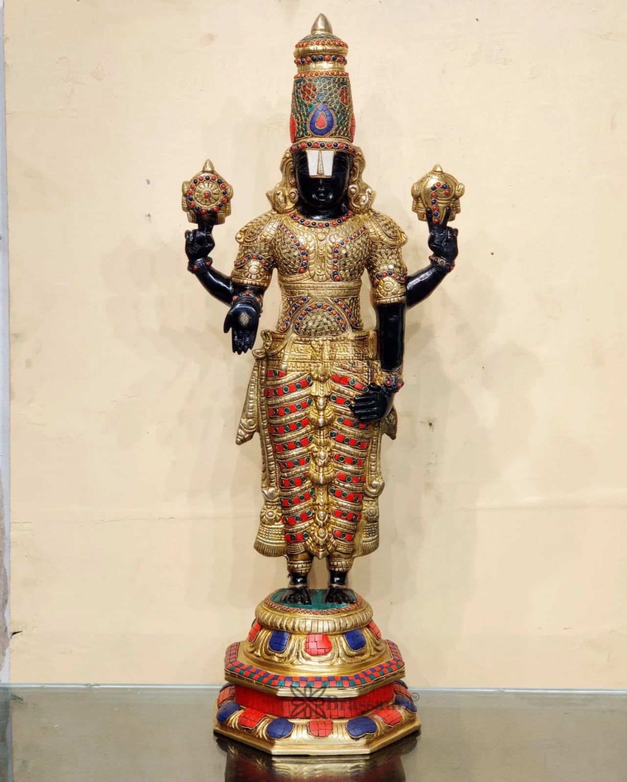 Brassaura™ Pure Brass Tirupati Balaji Idol – 33.5 Inches, 22 Kgs