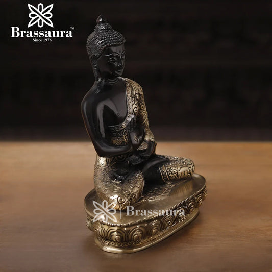 Brass Buddha For Home And Décor Weight 3.2 kg Height 9.5 Inch