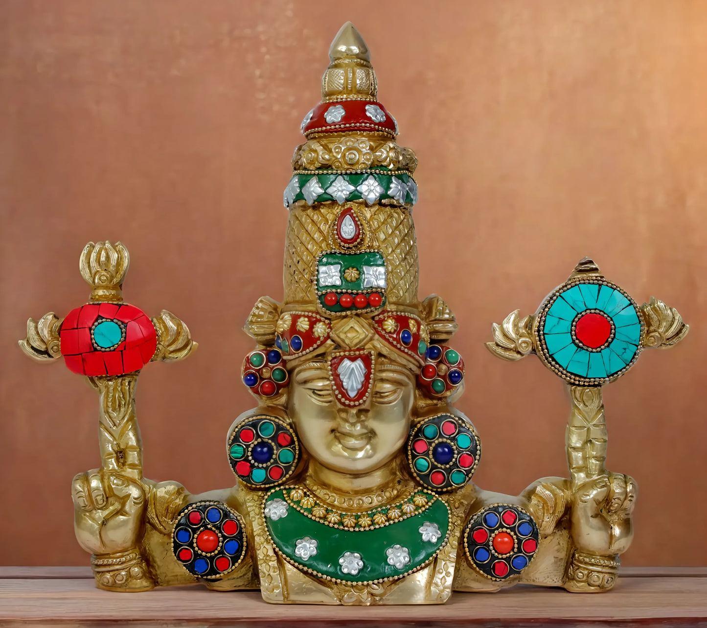 Brassaura™ Decorative Brass Gem Stone Work Bala Ji Wall Hanging – Height 10.6 Inches & Weight 2.05 Kgs | Home & Temple Décor