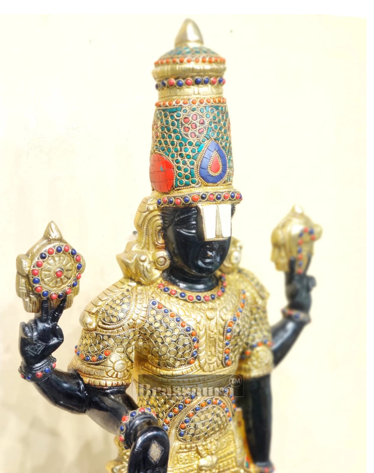 Brassaura™ Pure Brass Tirupati Balaji Idol – 33.5 Inches, 22 Kgs