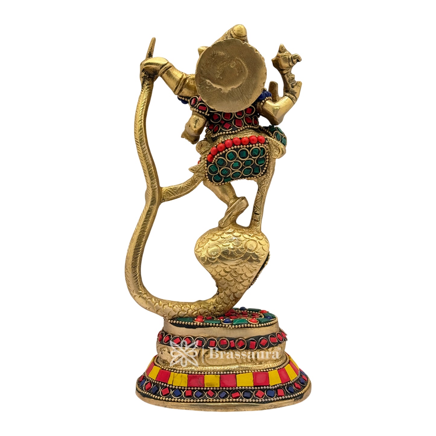 Brassaura™ Brass Gem Stone Work Dancing Ganesha Idol for Home and Decor | Weight 2 Kgs | Height 9.4 Inches