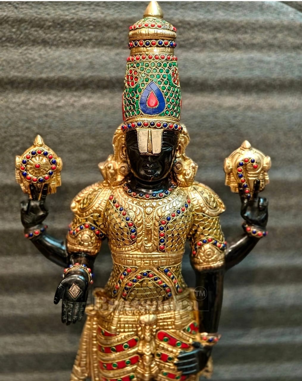 Brassaura™ Pure Brass Tirupati Balaji Idol – 33.5 Inches, 22 Kgs