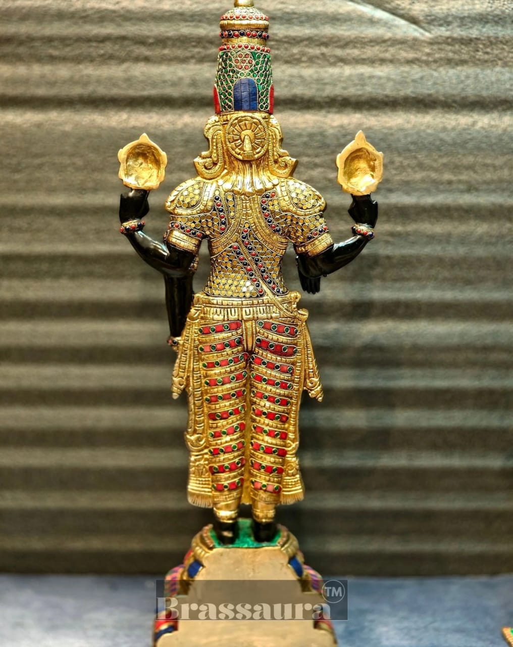 Brassaura™ Pure Brass Tirupati Balaji Idol – 33.5 Inches, 22 Kgs