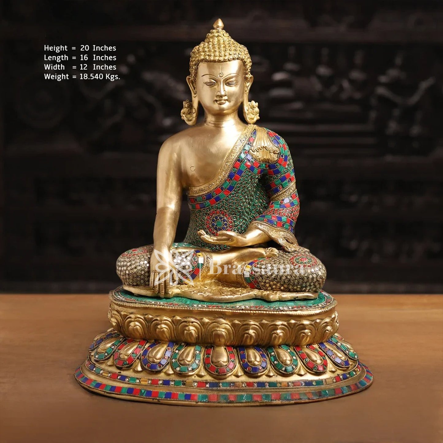 Brass Buddha For Home And Décor Weight 18.54 kg Height 20 Inch