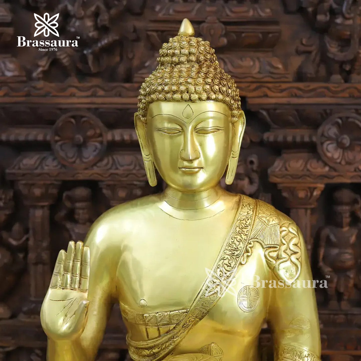 Brass Buddha For Home And Décor Weight 32.66 kg Height 30 Inch