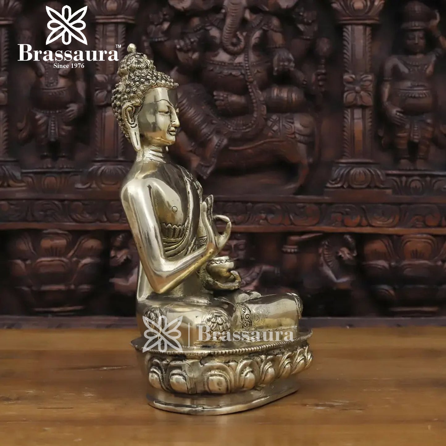 Brass Buddha For Home And Décor Weight 3.92 kg Height 12 Inch