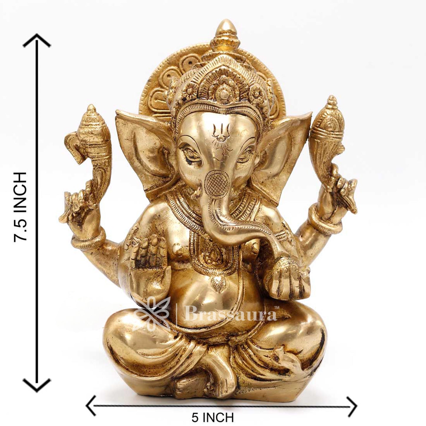 Brassaura™ Brass Appu Ganesha Idol for Home and Decor | Weight 3 Kgs | Height 7.5 Inches