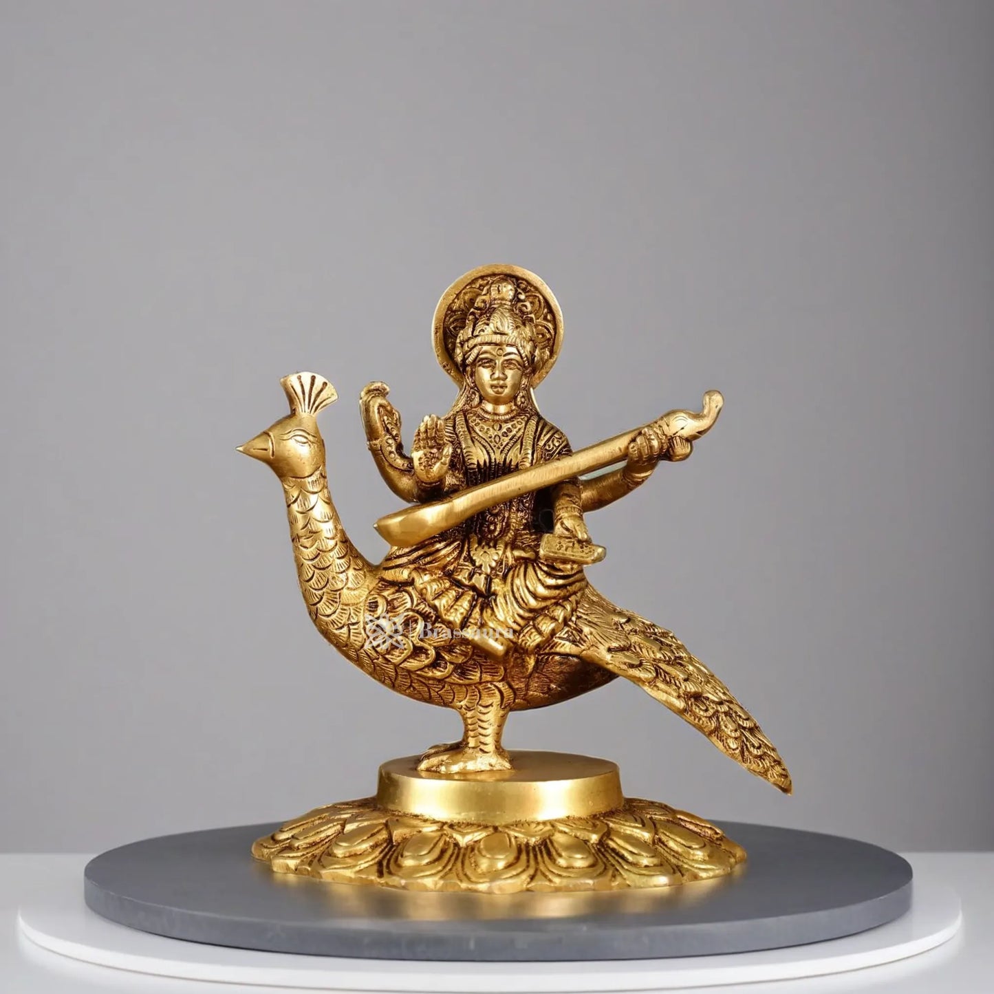 Brass Saraswati Idol for Home and Decor Height 6.5 Inches & Weight 2 Kgs