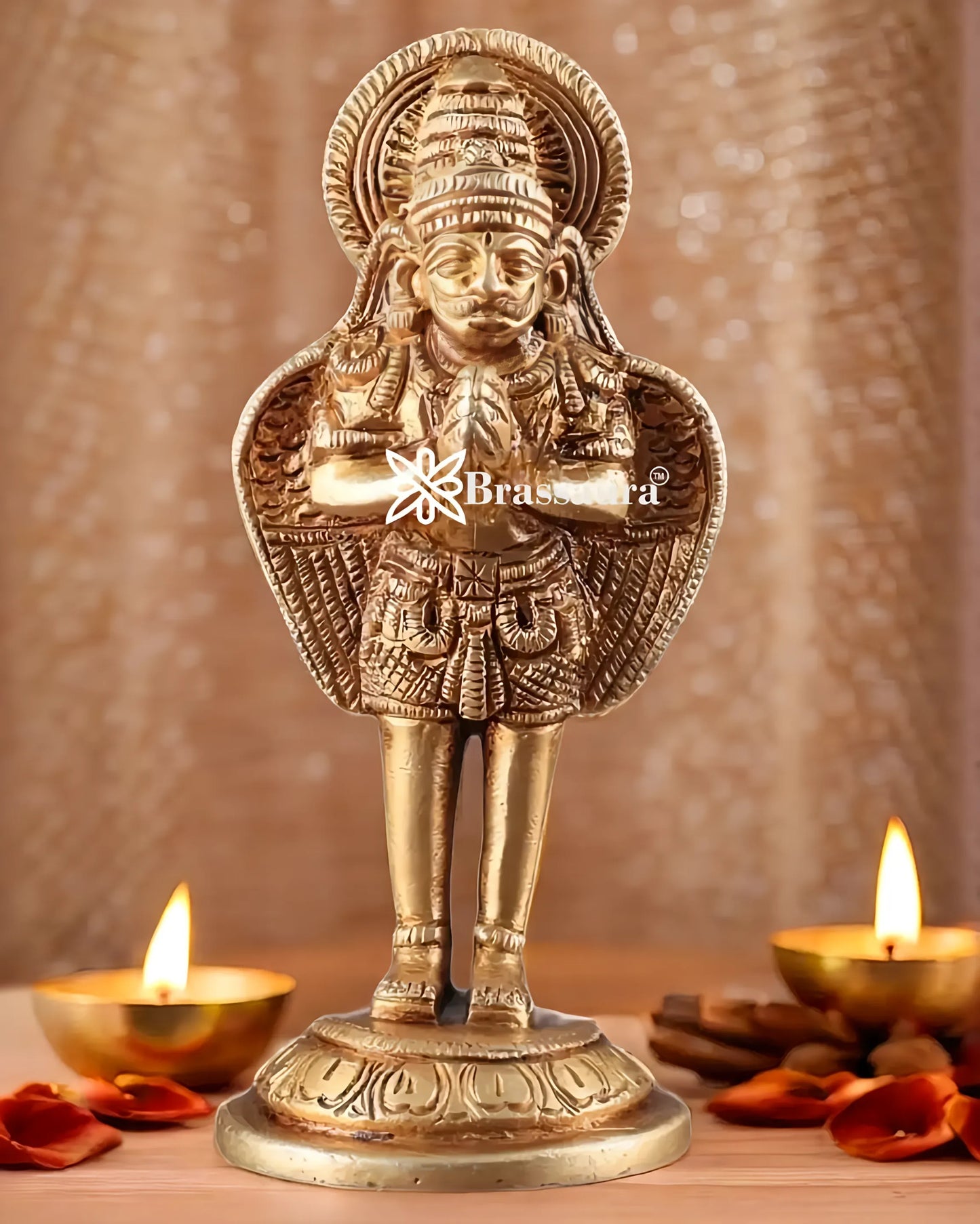 Handcrafted Brass Garuda Idol – Height 6 Inches, Weight 600 Grams