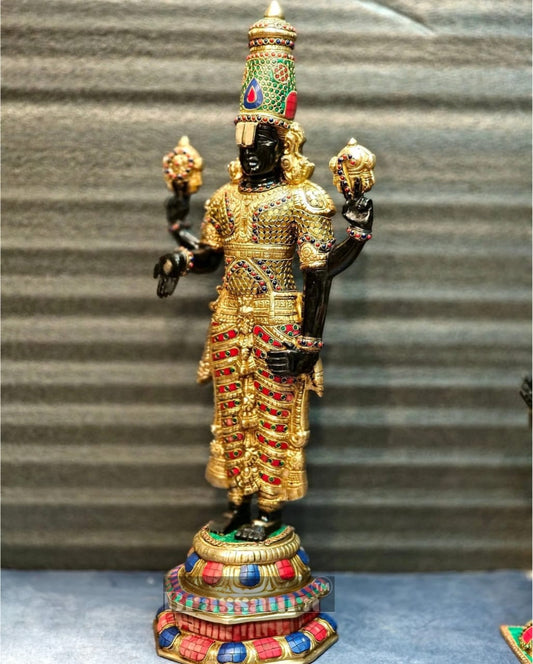Brassaura™ Pure Brass Tirupati Balaji Idol – 33.5 Inches, 22 Kgs