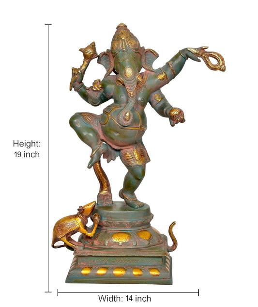 Brassaura® Brass Dancing Lord Ganesha Statue | Height 19 Inches