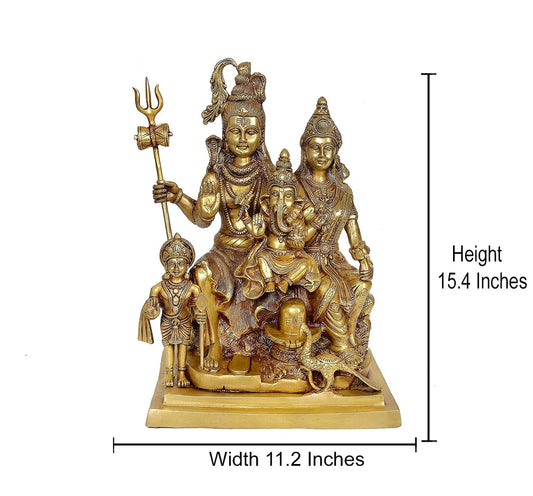 Brassaura® Brass Shiv Parivar Murti Idol Statue | Height 15.4 Inches