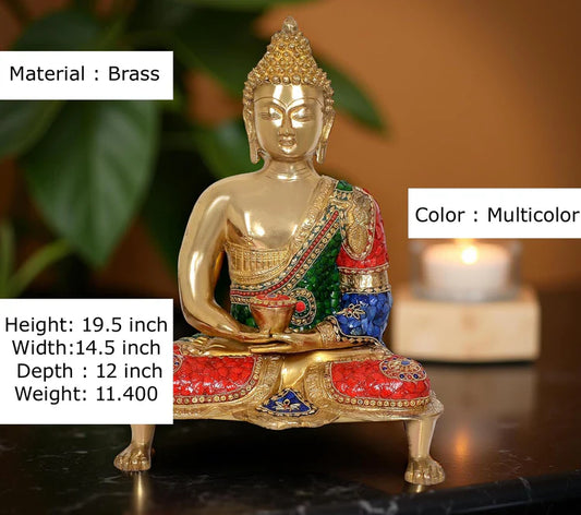 Brassaura® Brass Buddha Statue | Height 19.5 Inches
