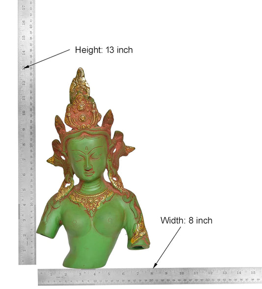 Brassaura® Brass Tara Devi Bust Statue | Height 13 Inches
