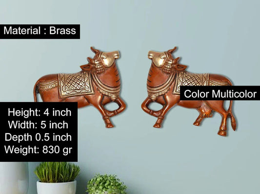Brassaura® Brass Nandi Wall Hanging Pair | Height 4 Inches