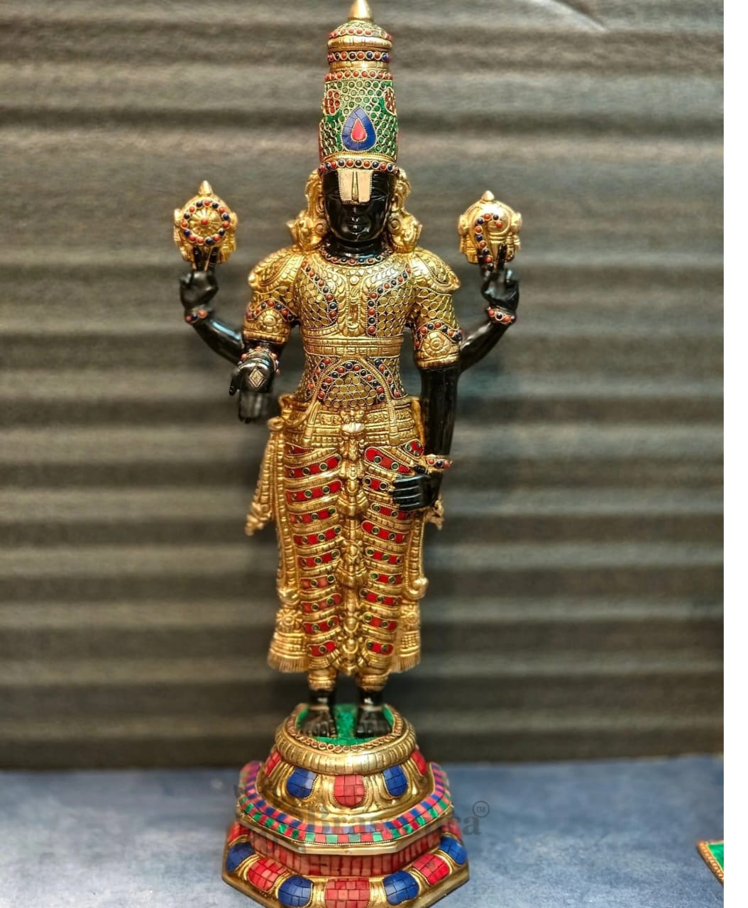 Brassaura™ Pure Brass Tirupati Balaji Idol – 33.5 Inches, 22 Kgs