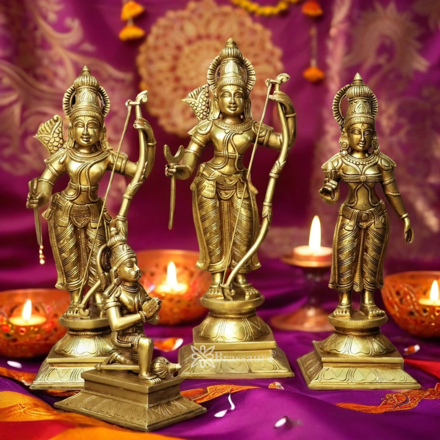 Brassaura™ Brass Ram Darbar Statue– Height 23 Inches & Weight 35 Kgs | Puja Room Idol