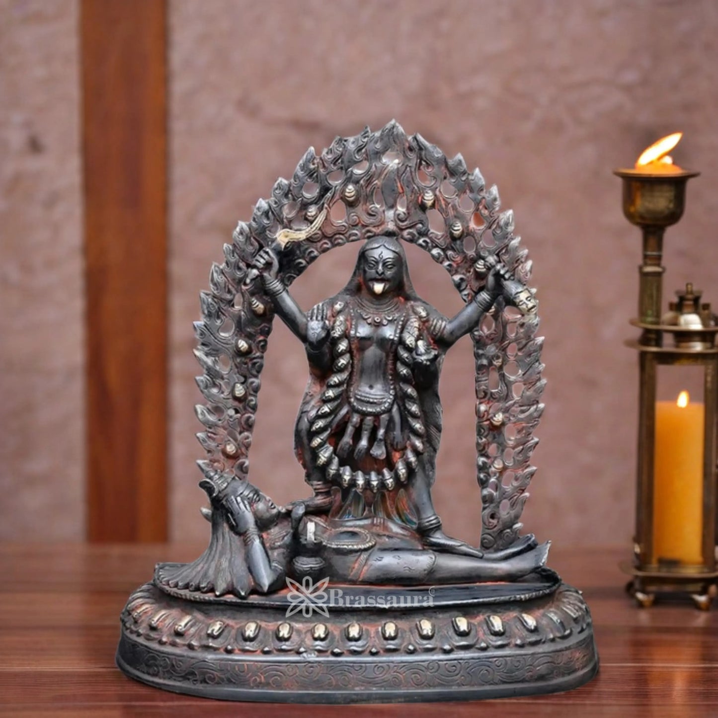 Brassaura™ Traditional Brass Kali Maa Idol – Height 12.5 Inches & Weight 6.26 Kgs | Puja & Temple Statue