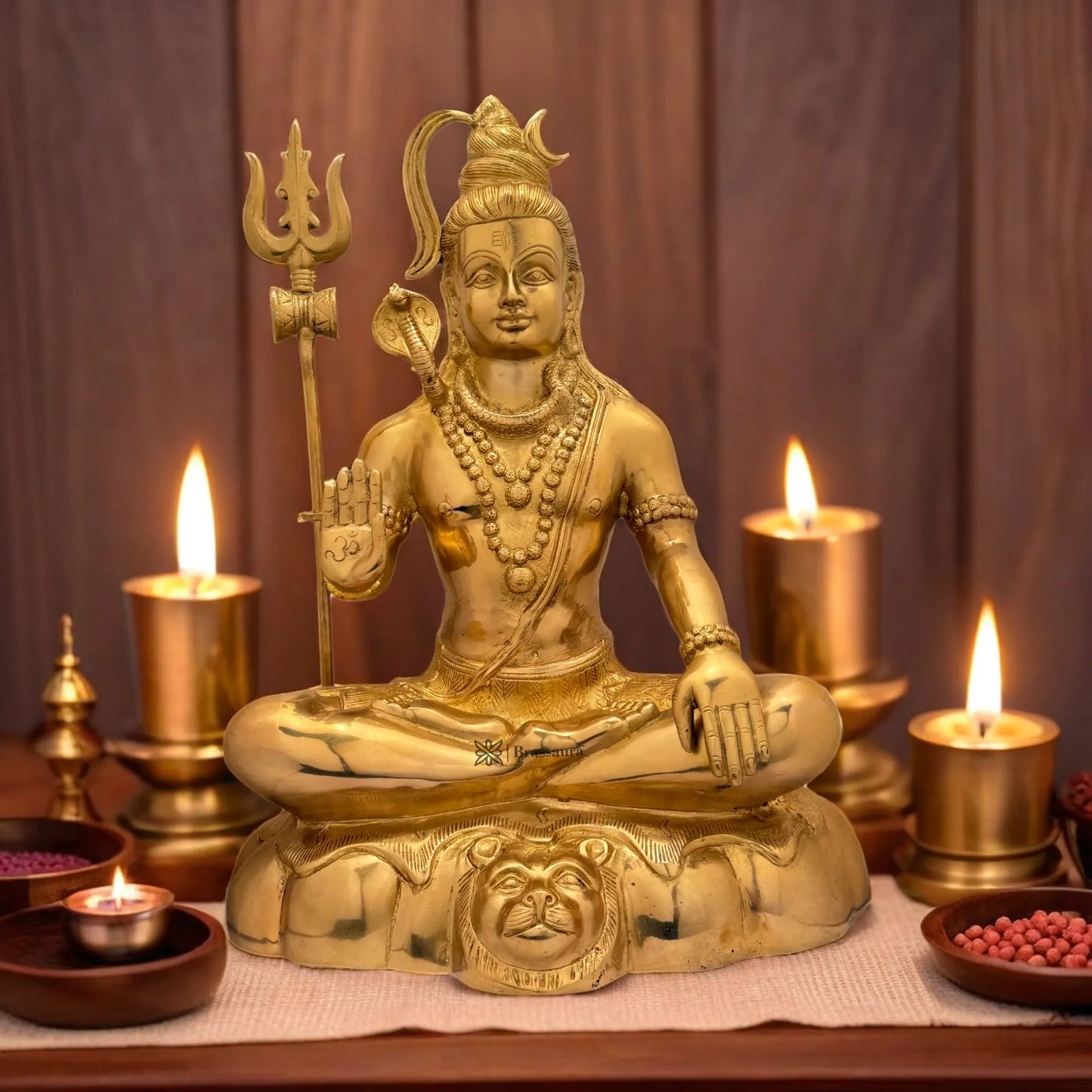 Brassaura™ Premium Brass Lord Shiva Idol – Height 19.2 Inches & Weight 12 Kgs | Spiritual Use