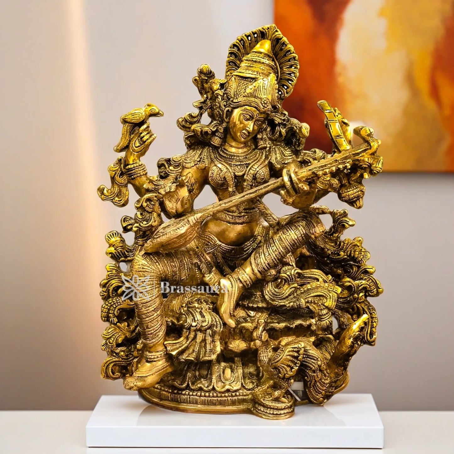 Brass Saraswati Idol for Home and Decor Height 16 Inches & Weight 18 Kgs