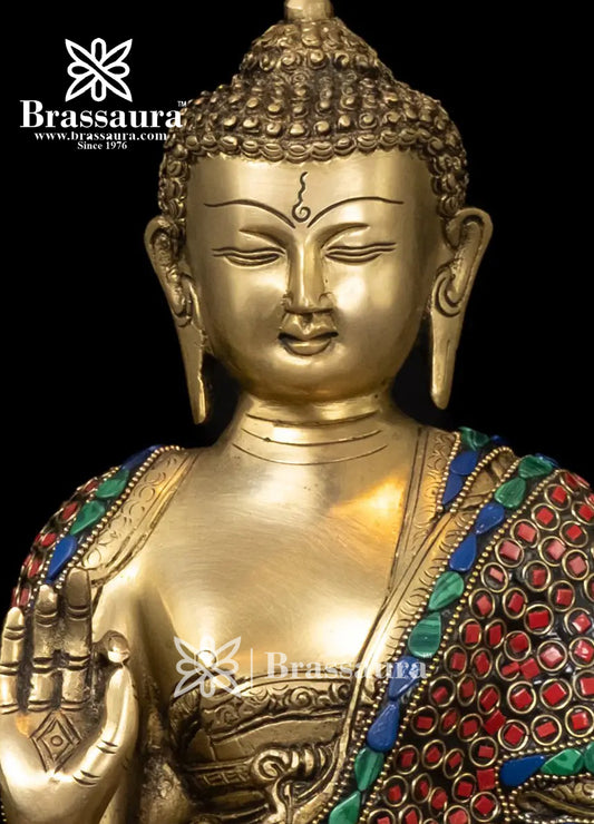 Brass Buddha For Home And Décor Weight 5.5 kg Height 11.5 Inch