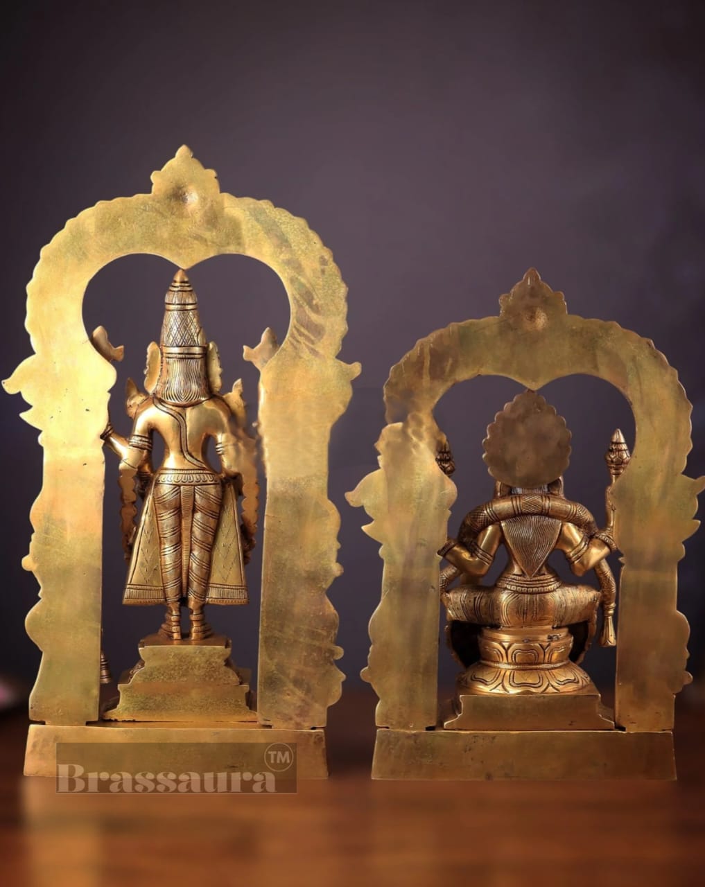 Brassaura™ Brass Tirupati Balaji & Padmavathi Thayar Idol Set – Height 22 & 18 Inches, Total Weight 27.5 Kgs | Divine Temple Decor