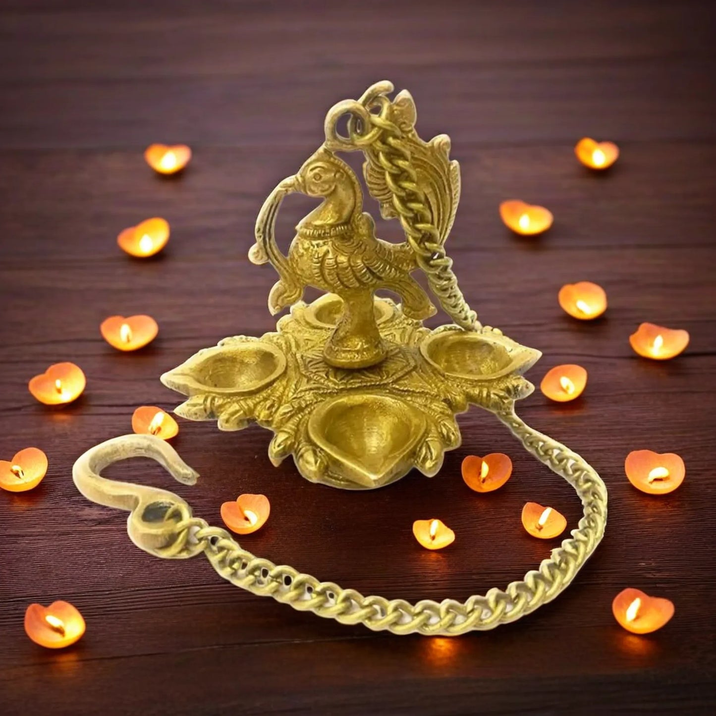 Brass Wall Hanging Diya Statue For Home Decor Weight .82 Kg And Height 13 inches