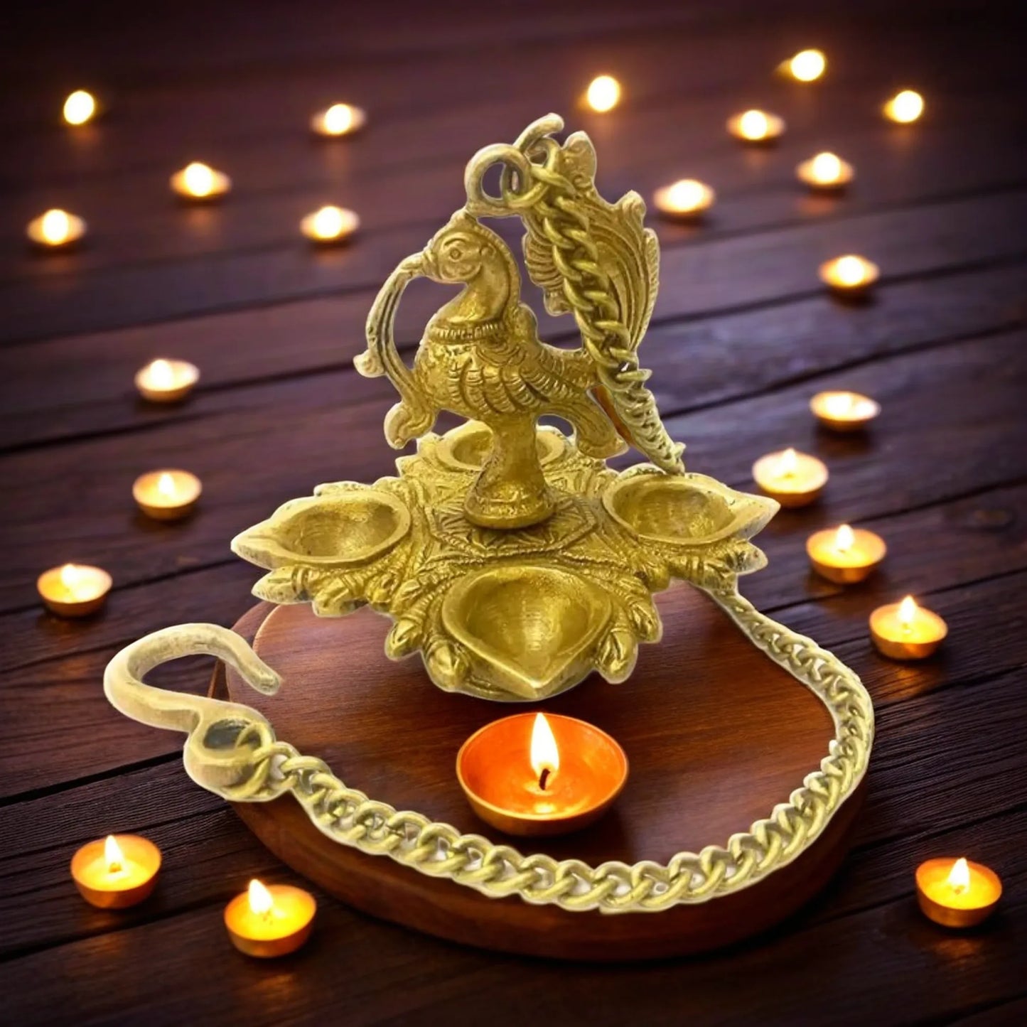 Brass Wall Hanging Diya Statue For Home Decor Weight .82 Kg And Height 13 inches