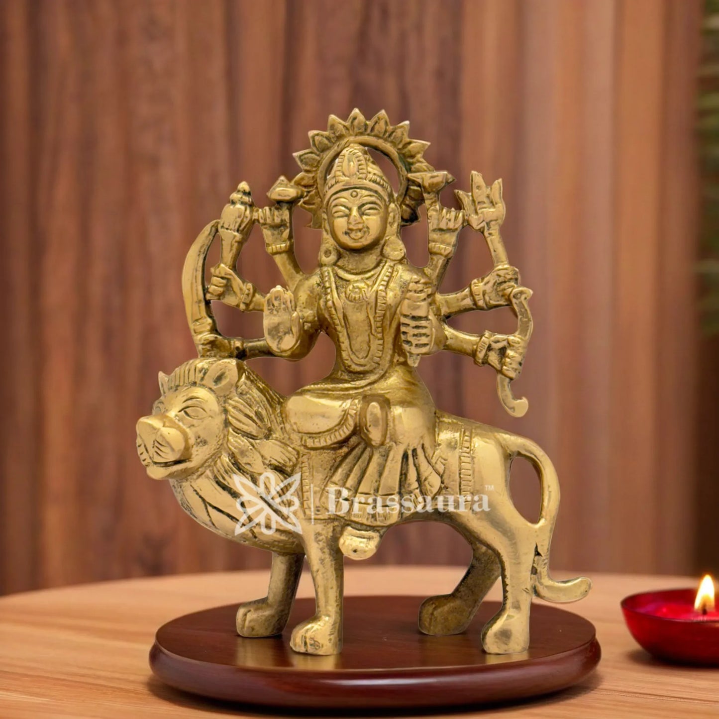 Handcrafted Brass Durga Murti – Perfect for Pooja Room & Gifting Height 5.2 inches & Weight 0.65 Kgs