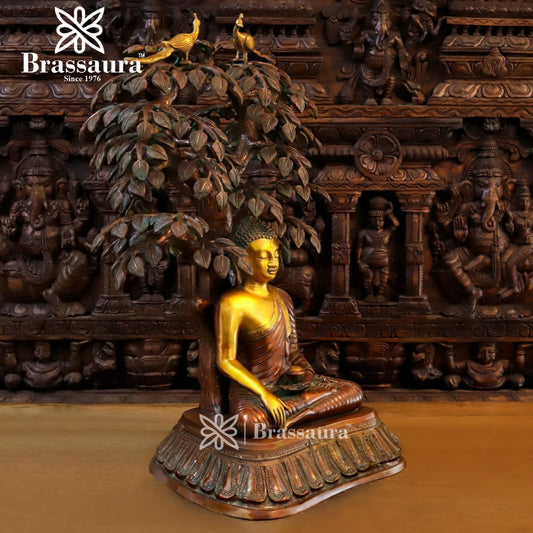 Brass Buddha For Home Décor And Gift Items Weight 37.12 Kg And Height 30 Inch