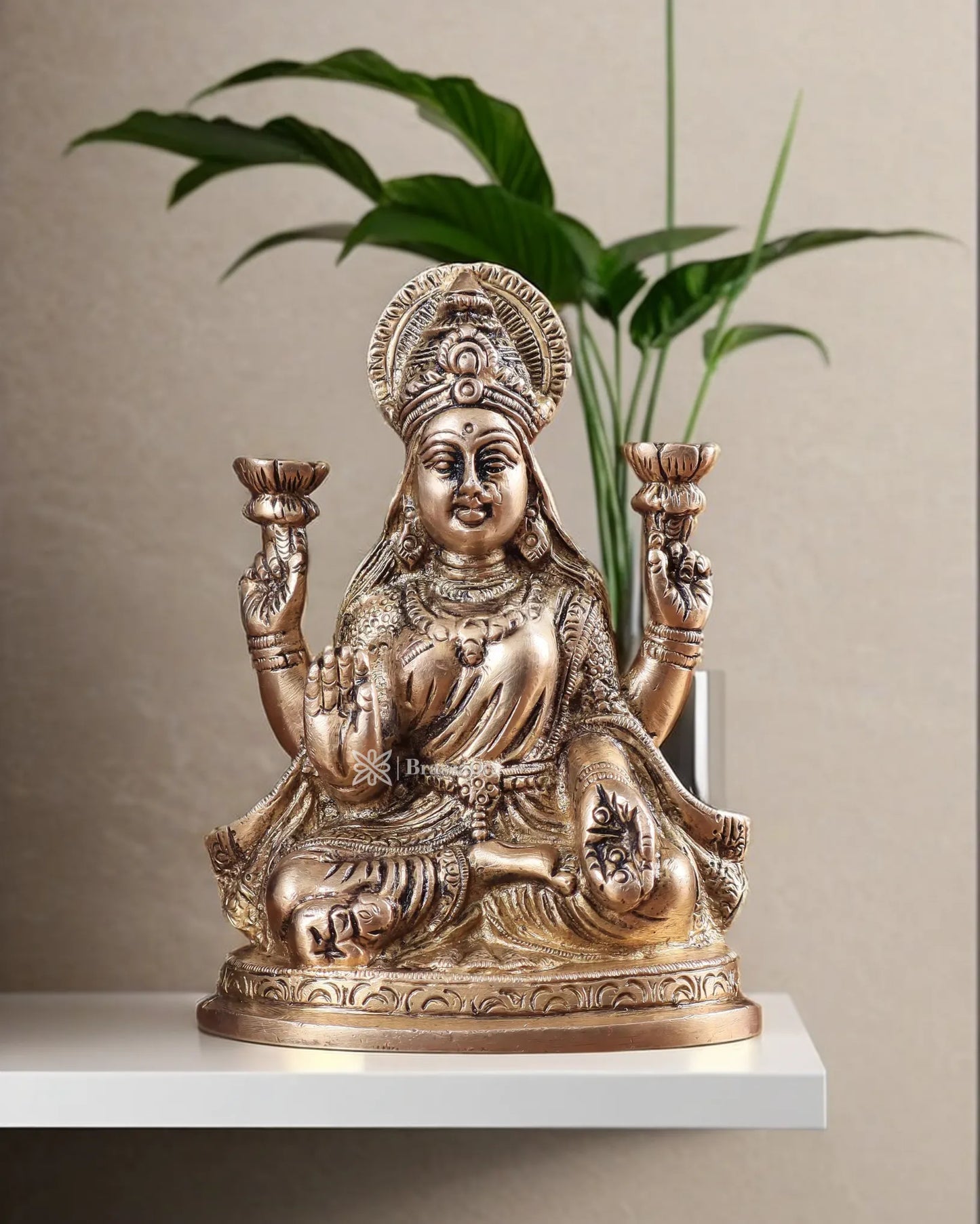 Brass Laxmi Idol for Home and Decor Height 6 Inches & Weight 1.3 Kgs