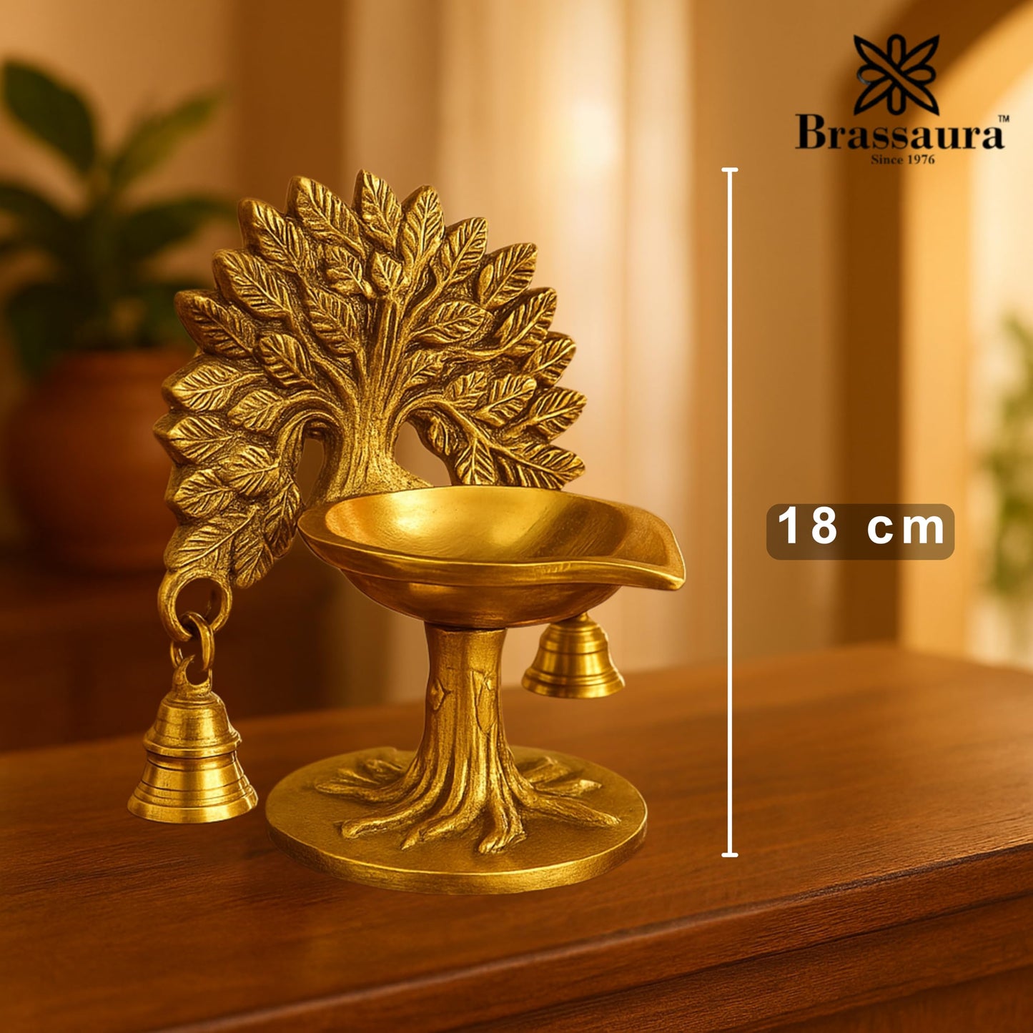 Brass Tree Diya Weight 1.3 Kg & Height 7 Inch