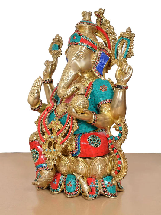Brassaura® Brass Big Ganesha Statue | Height 20 Inches