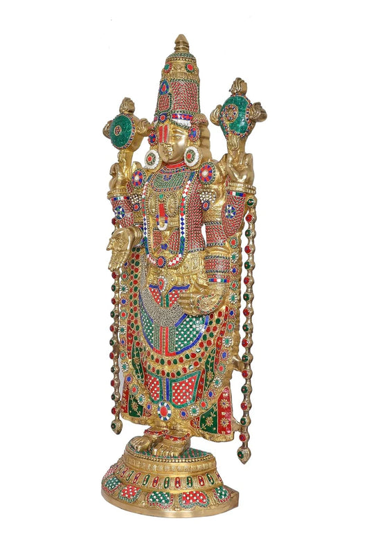 Brassaura® Brass Tirupati Balaji Big Idol Statue | Height 46 Inches