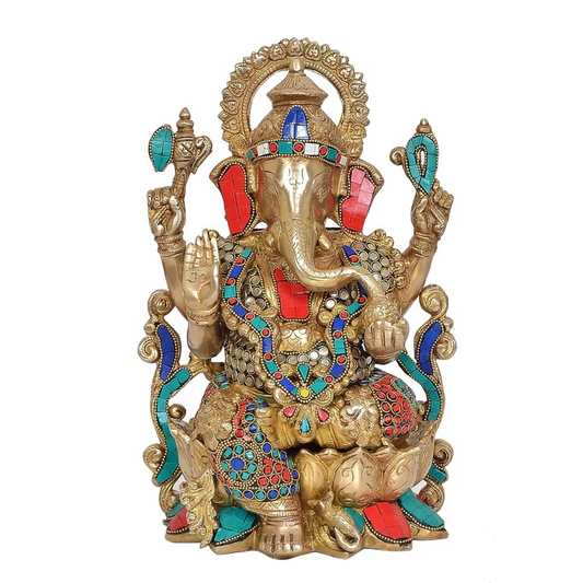 Brassaura® Brass Mangalkari Ganesh Statue | Height 13 Inches