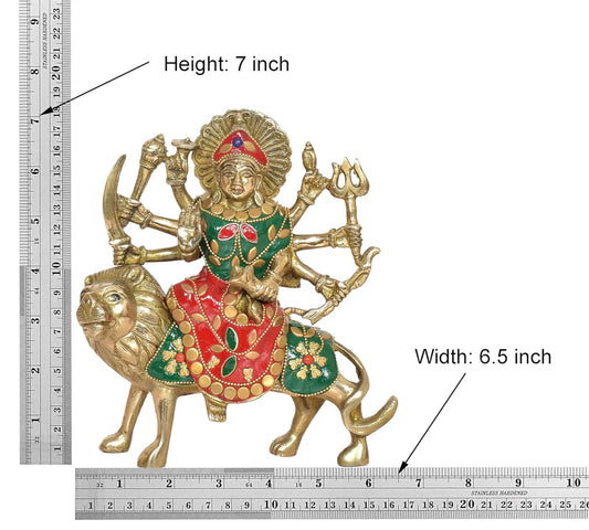 Brassaura® Brass Durga Maa Statue | Height 7 Inches