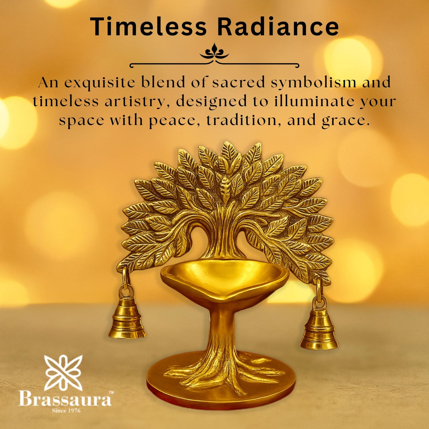 Brass Tree Diya Weight 1.3 Kg & Height 7 Inch