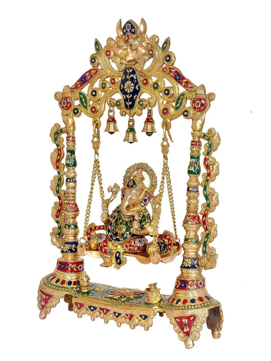 Brassaura® Brass Ganesha Swing Idol | Height 27 Inches