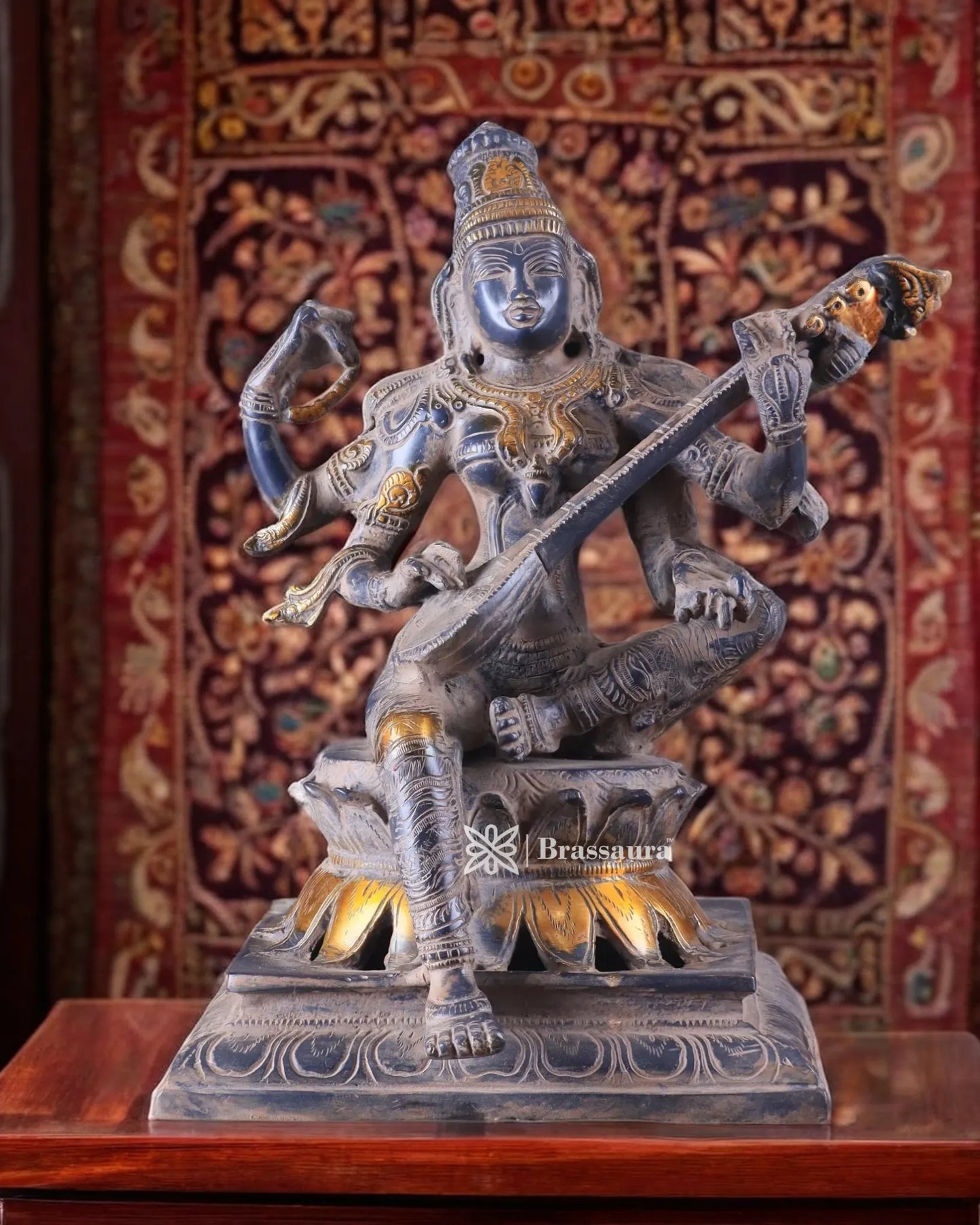 Brass Saraswati Idol for Home and Decor Height 11 Inches & Weight 5.76 Kgs