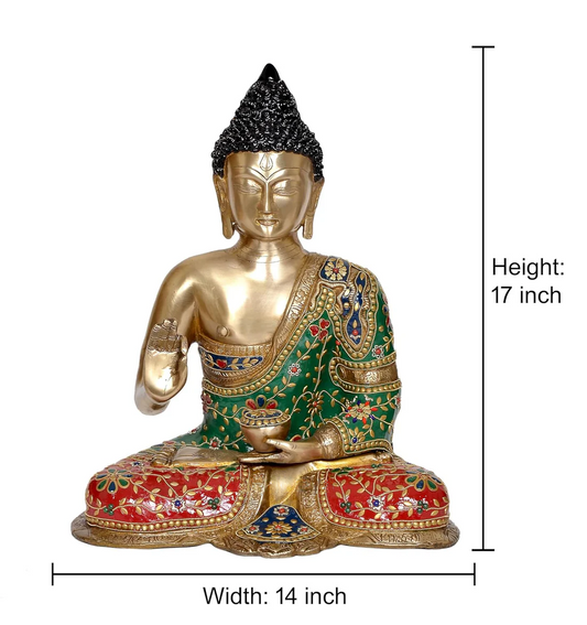 Brassaura® Brass Buddha Statue | Height 17 Inches