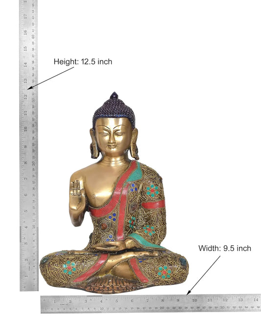 Brassaura® Brass Dhyan Mudra Buddha Statue | Height 12.5 Inches