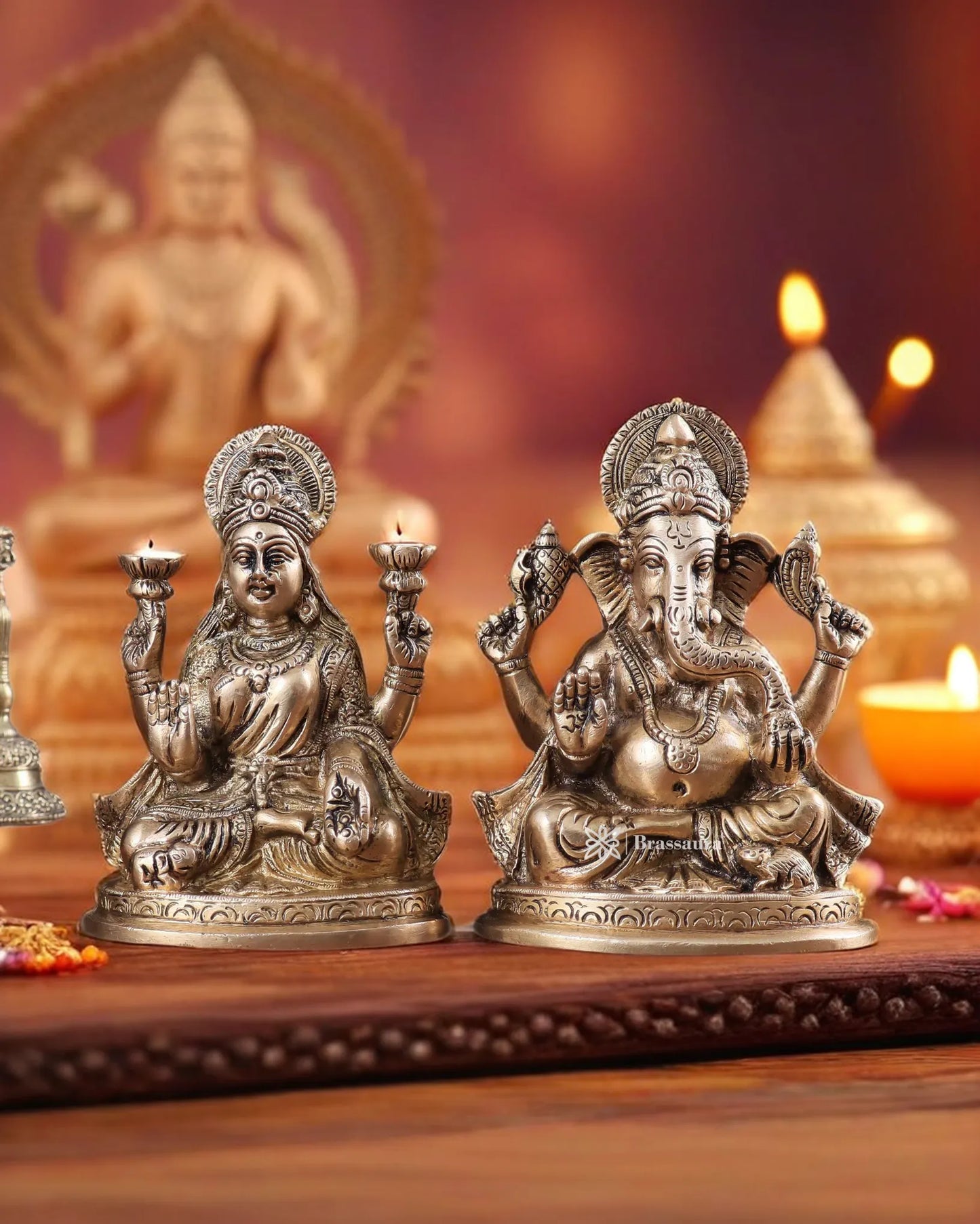 Brass Artistic Lakshmi Ganesh Height 6 Inches & Weight 2.6 Kg