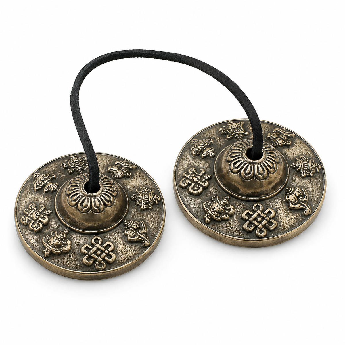 Brassaura® Tibetan Tingsha Cymbals with Antique Bronze Finish | Handcrafted Bronze Alloy Meditation Cymbals | Sacred Sound Bell for Yoga, Meditation, Pooja & Sound Healing |