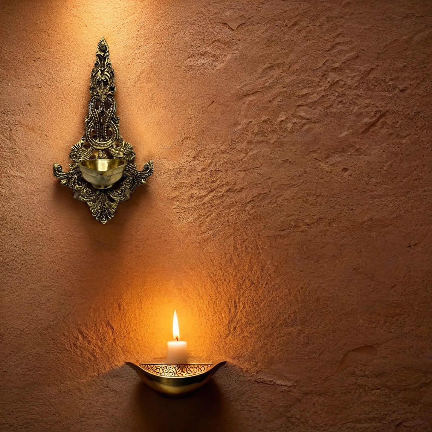 Brass Diya Wall Hanging Statue for Home and Decor Weight 0.46 Kg Height 7.9 inch